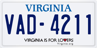 VA license plate VAD4211