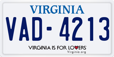 VA license plate VAD4213