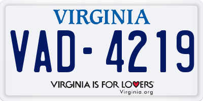 VA license plate VAD4219