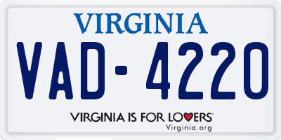 VA license plate VAD4220