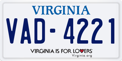 VA license plate VAD4221