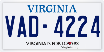 VA license plate VAD4224