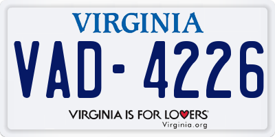 VA license plate VAD4226