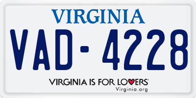 VA license plate VAD4228