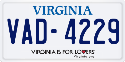 VA license plate VAD4229