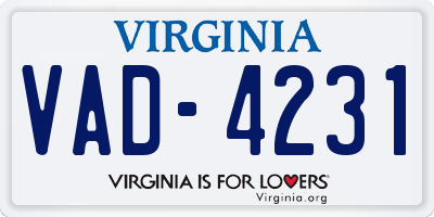 VA license plate VAD4231