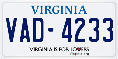 VA license plate VAD4233