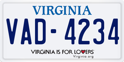 VA license plate VAD4234