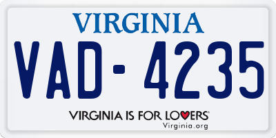 VA license plate VAD4235