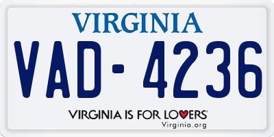 VA license plate VAD4236