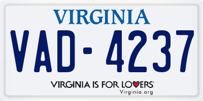 VA license plate VAD4237