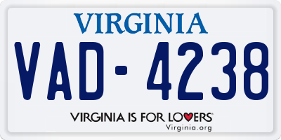 VA license plate VAD4238