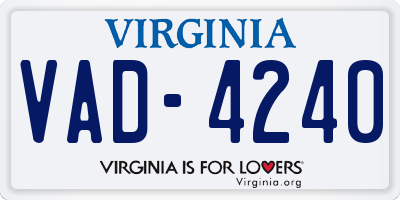 VA license plate VAD4240