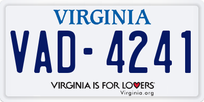 VA license plate VAD4241