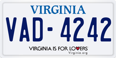 VA license plate VAD4242