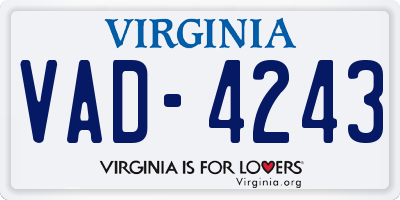 VA license plate VAD4243