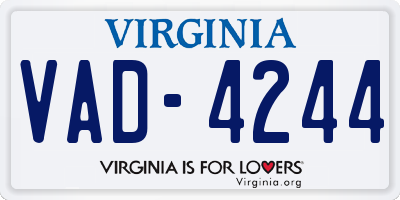 VA license plate VAD4244