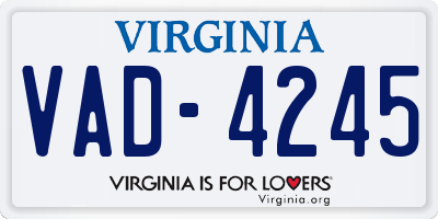 VA license plate VAD4245