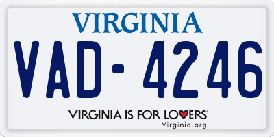 VA license plate VAD4246