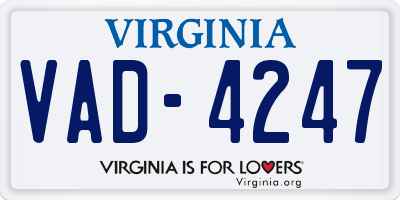 VA license plate VAD4247