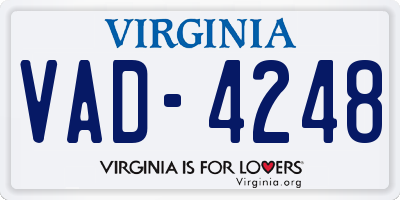 VA license plate VAD4248