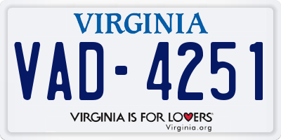 VA license plate VAD4251