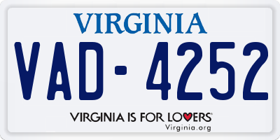 VA license plate VAD4252