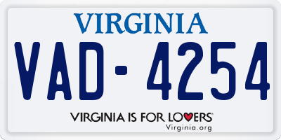 VA license plate VAD4254