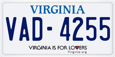 VA license plate VAD4255