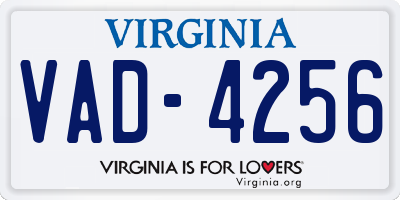 VA license plate VAD4256