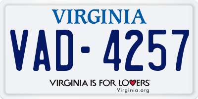 VA license plate VAD4257