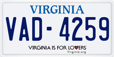 VA license plate VAD4259