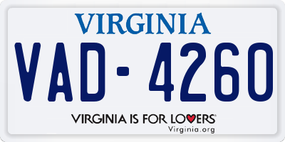 VA license plate VAD4260