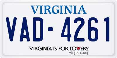 VA license plate VAD4261