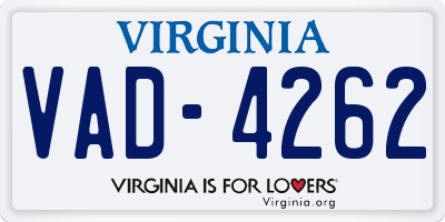 VA license plate VAD4262