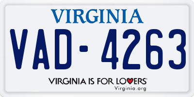 VA license plate VAD4263