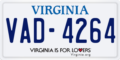 VA license plate VAD4264