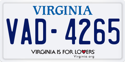 VA license plate VAD4265