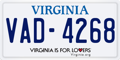 VA license plate VAD4268