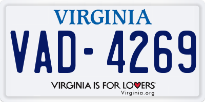 VA license plate VAD4269