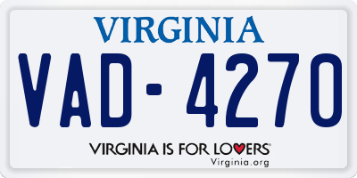 VA license plate VAD4270