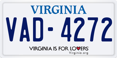 VA license plate VAD4272