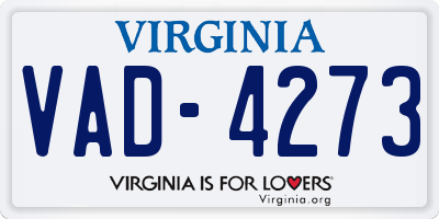 VA license plate VAD4273