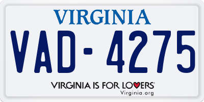 VA license plate VAD4275