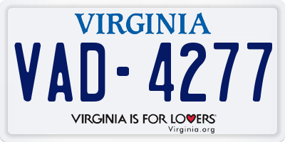 VA license plate VAD4277