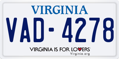 VA license plate VAD4278