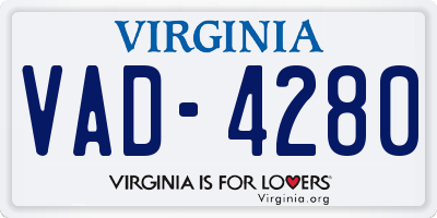 VA license plate VAD4280