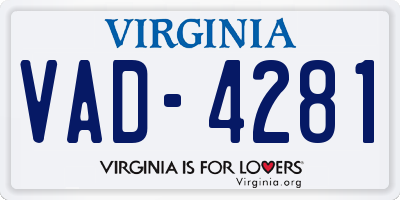 VA license plate VAD4281