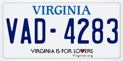 VA license plate VAD4283