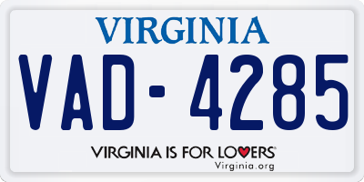 VA license plate VAD4285